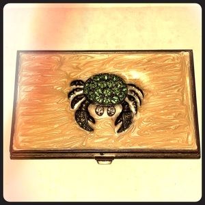 Vintage Argento SC Swarovski Crab Card Holder